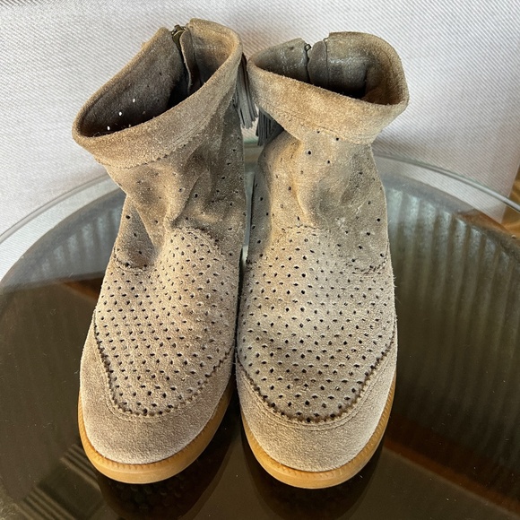 Isabel Marant Grey Cut Out Suede Tassel Embellished "Beslay" Wedge Ankle Boots - Picture 7 of 9